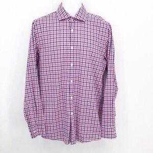 Boss Hugo Boss Men's Sharp Fit Blue & Pink Check Shirt Size 16 Neck